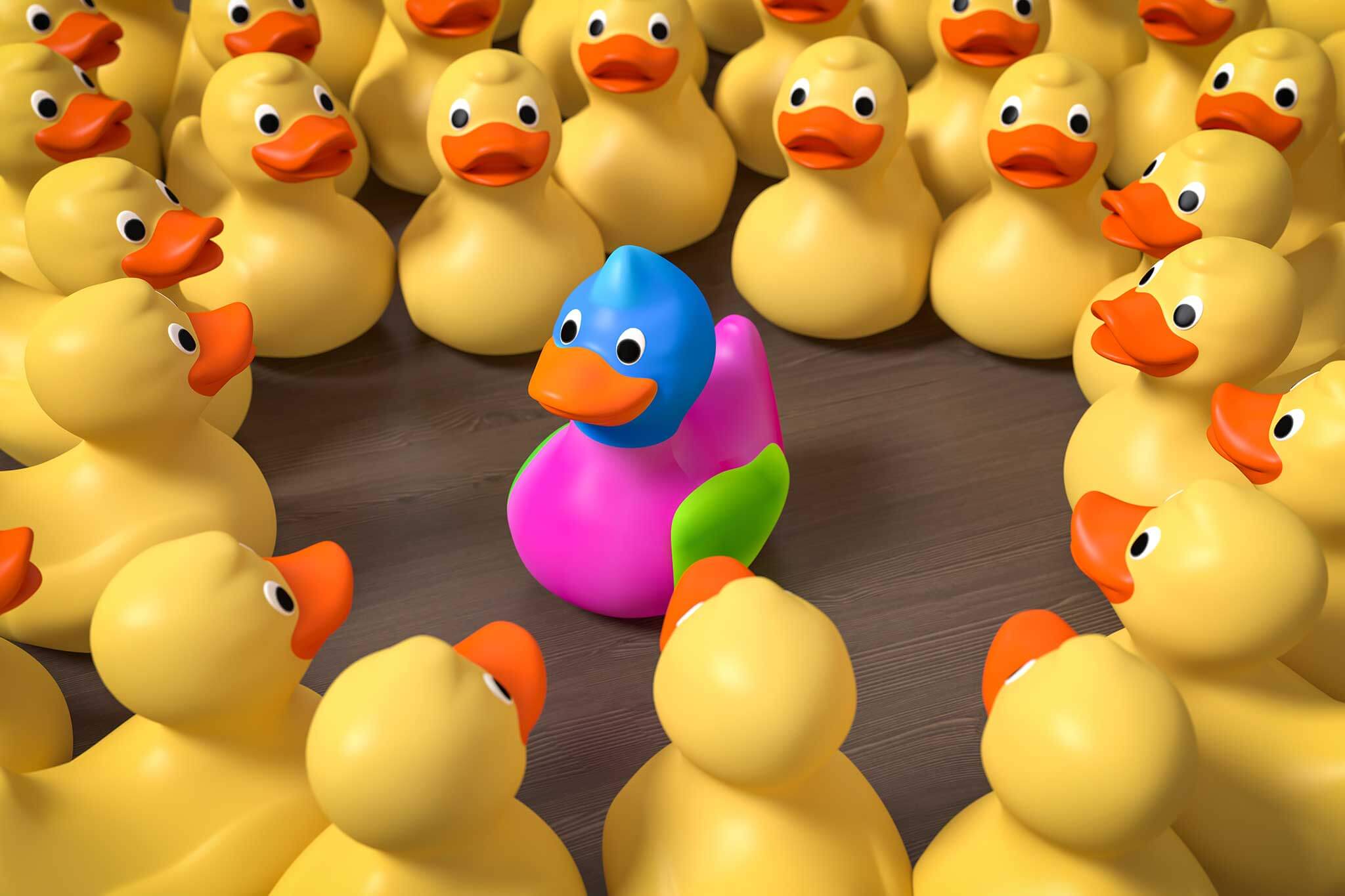 stand out colorful rubber duck - colorful branding image